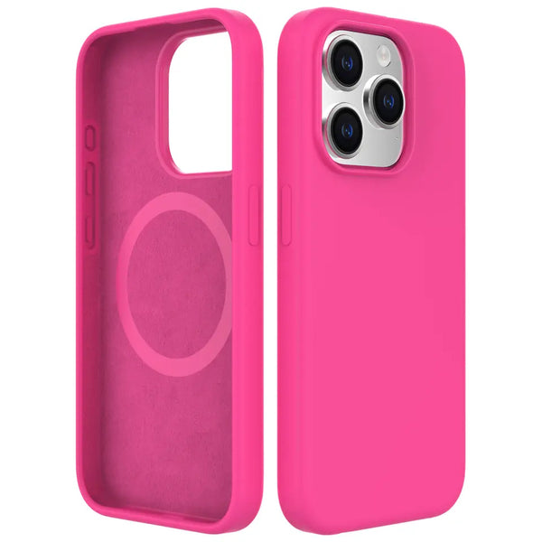 Hot Pink Soft Magnetic Silicone Case for iPhone 15 Pro Max