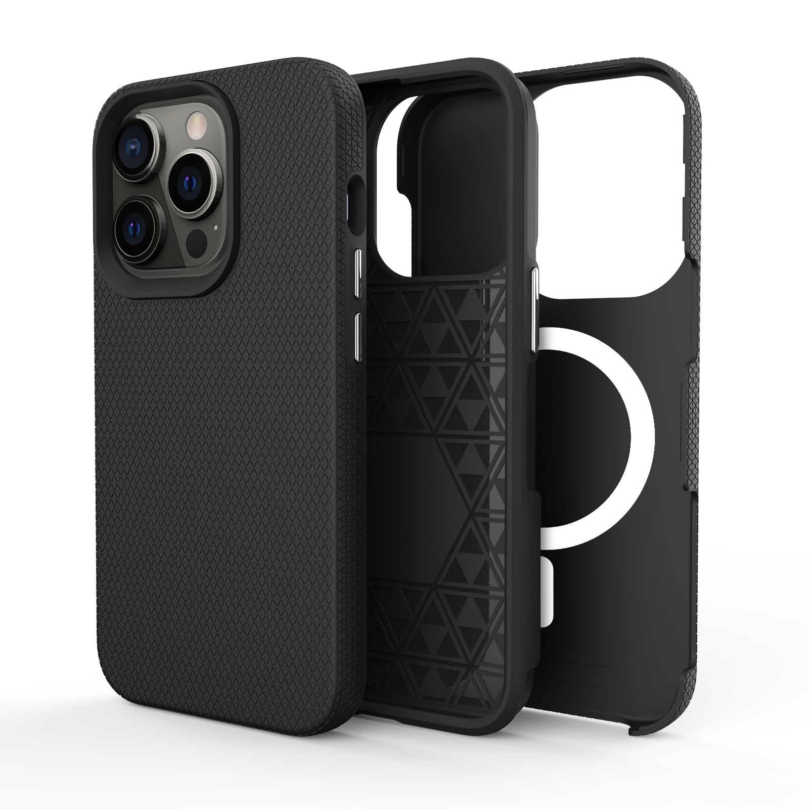 Black Triangle Case with Magnetic Compatibility for iPhone 16 Pro