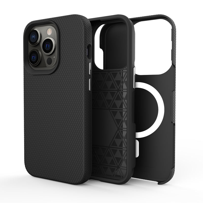 Black Triangle Case with Magnetic Compatibility for iPhone 15 Plus 6.7 / 14 Plus 6.7