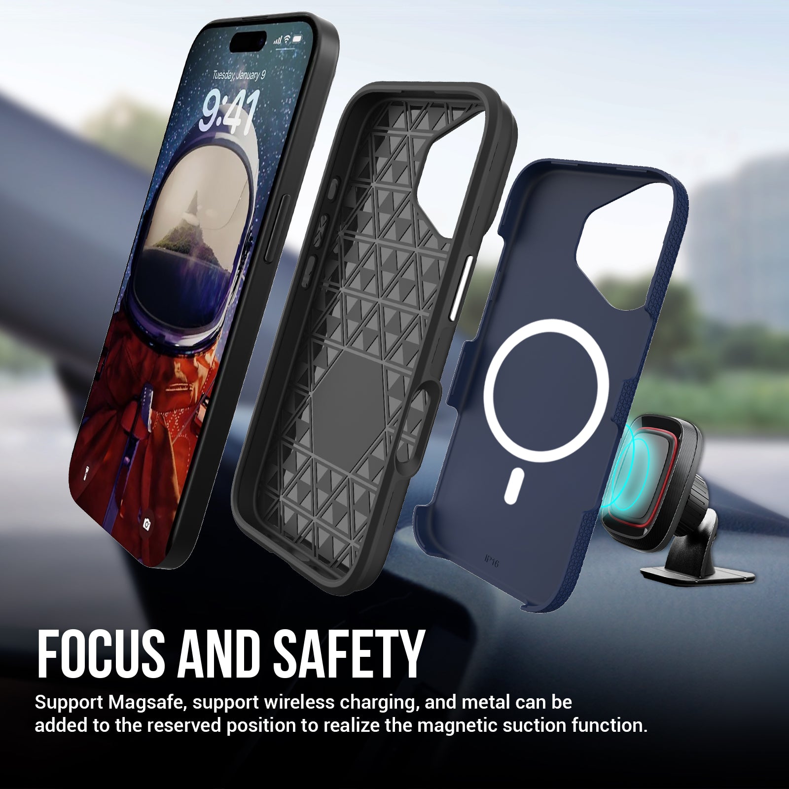 Blue Triangle Case with Magnetic Compatibility for iPhone 17