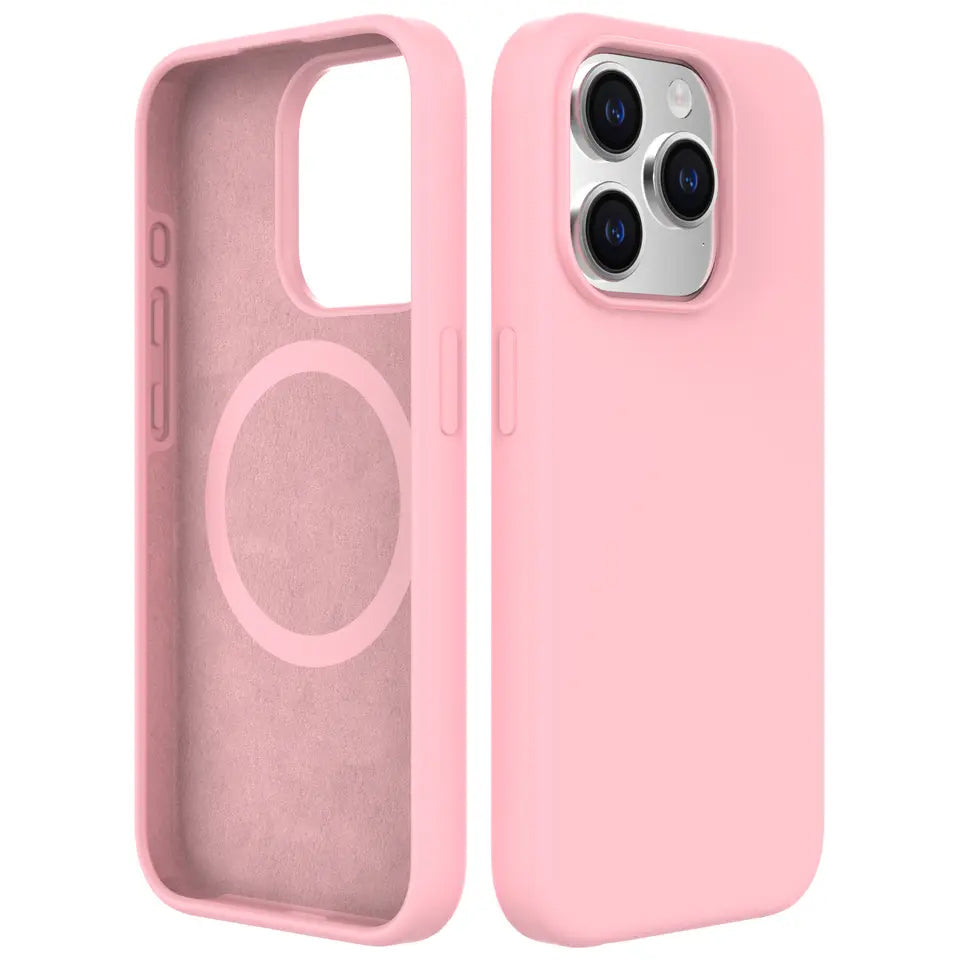 Light Pink Soft Magnetic Silicone Case for iPhone 14 Pro Max
