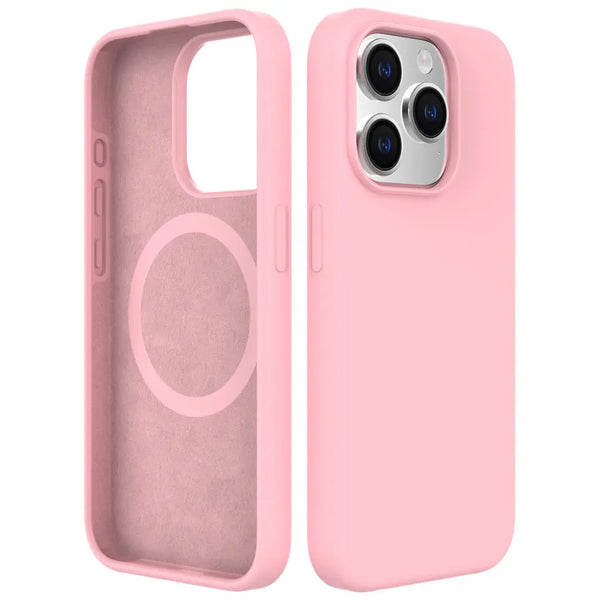 Light Pink Soft Magnetic Silicone Case for iPhone 15 6.1