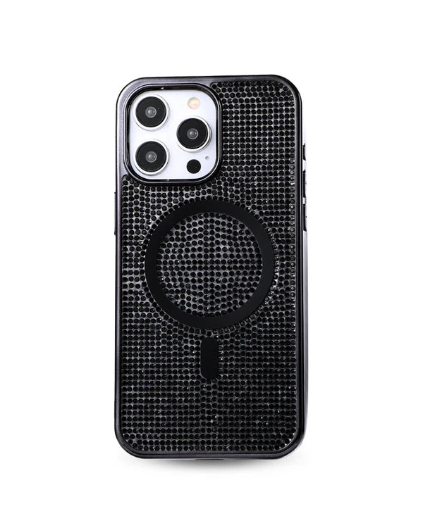 Black Magnetic Crystal Case for iPhone 16 Plus