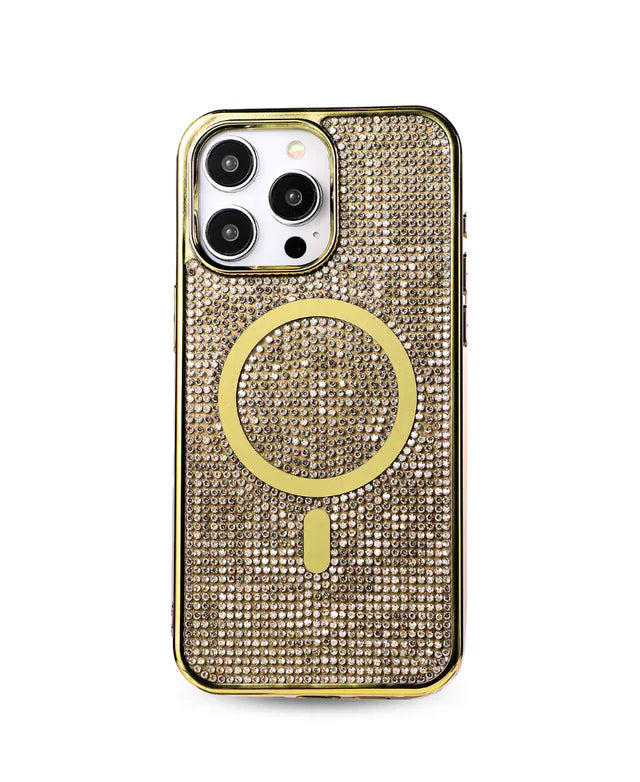 Gold Magnetic Crystal Case for iPhone 16 Pro