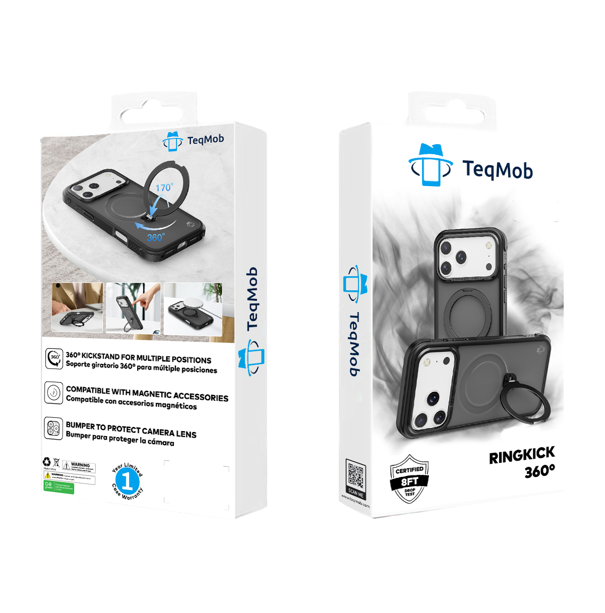 Black Frosted Bumper with 360° Magnetic Kickstand for iPhone 17 Pro Max with package