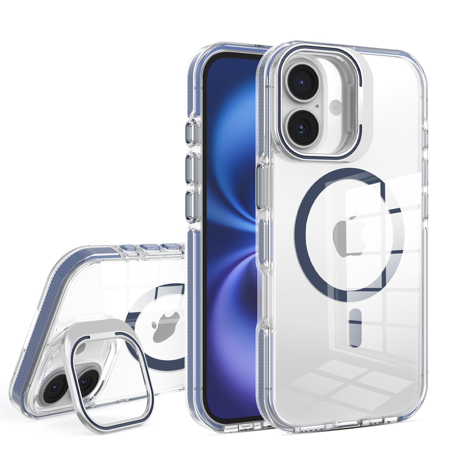 Navy Camera Kickstand Magnetic Case for iPhone 17 6.1