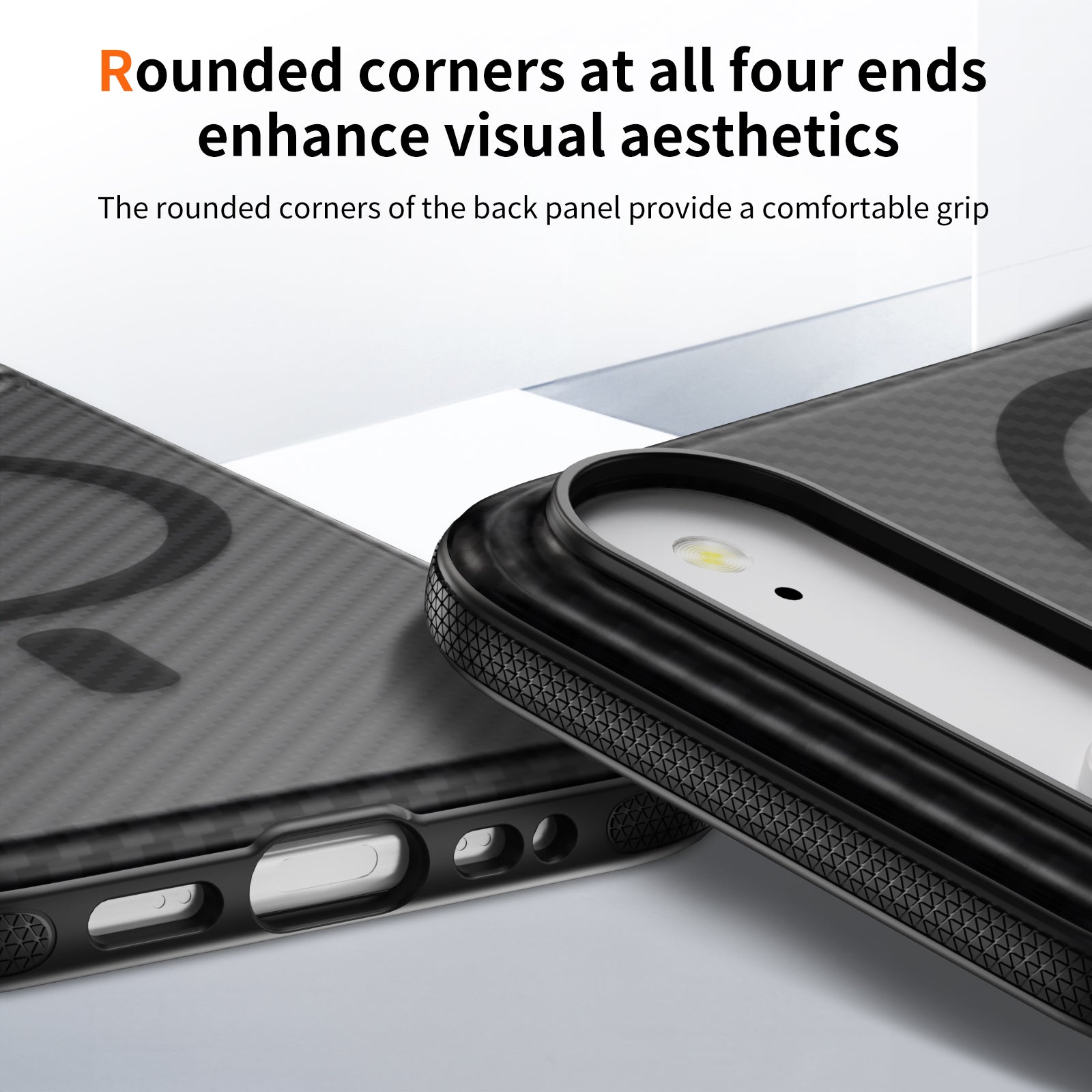 Light Gray + Black Magnetic Hard Shell Carbon Fiber Case for iPhone 17 Air