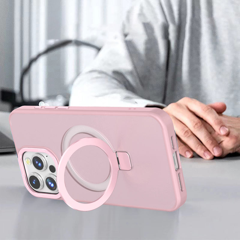 Pink Smoked Kickstand with Magnetic Compatibility for iPhone 15 6.1