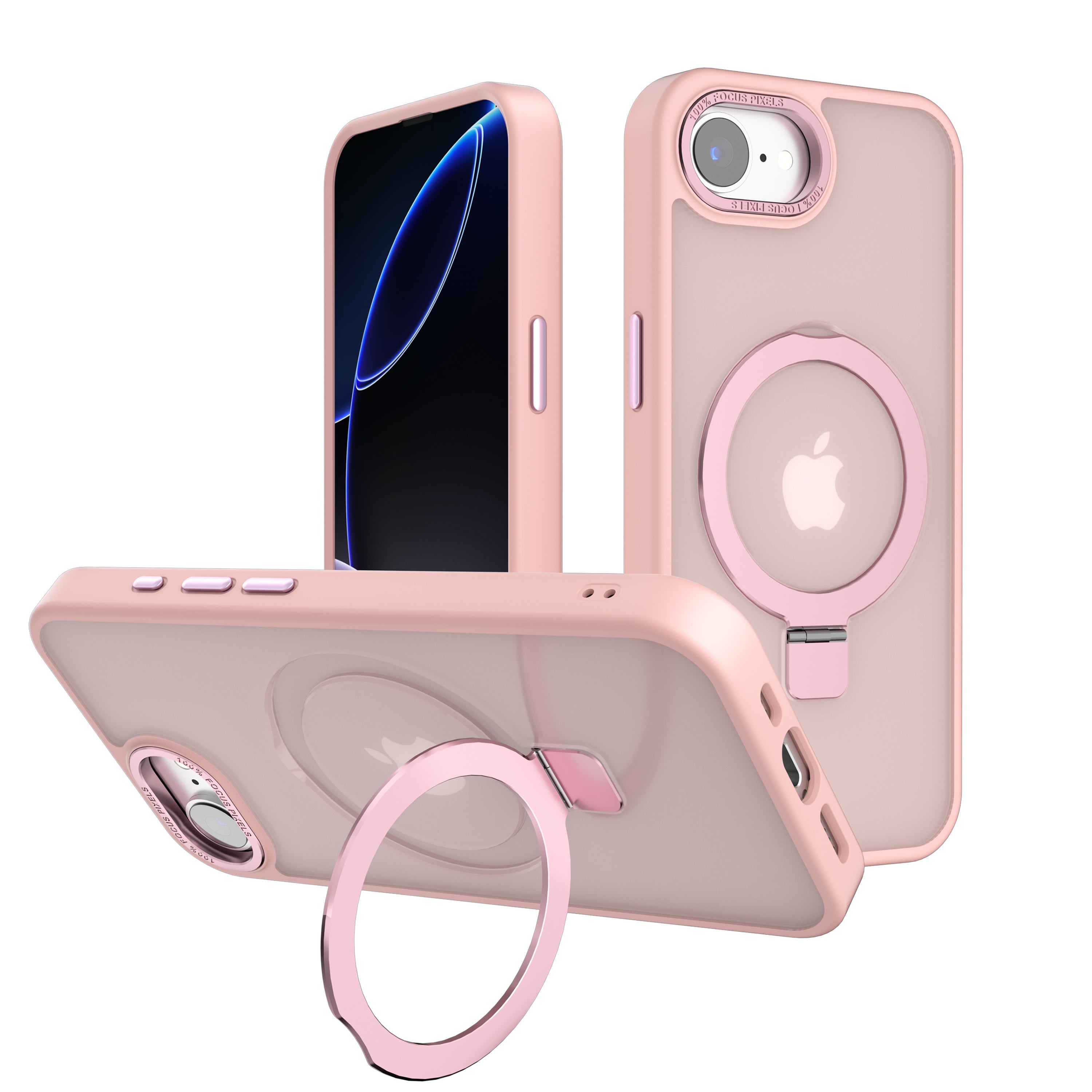 Pink Frosted Kickstand with Magnetic Compatibility for iPhone 16e