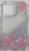 Pink Flowers Glittering Case for iPhone 15 6.1 / 14 / 13