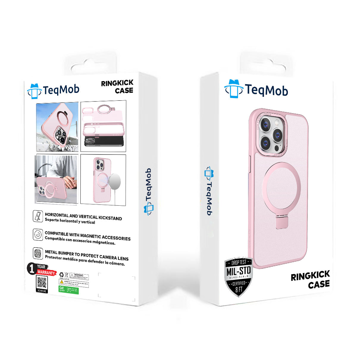 Pink Smoked Kickstand with Magnetic Compatibility in Package for iPhone 16 6.1