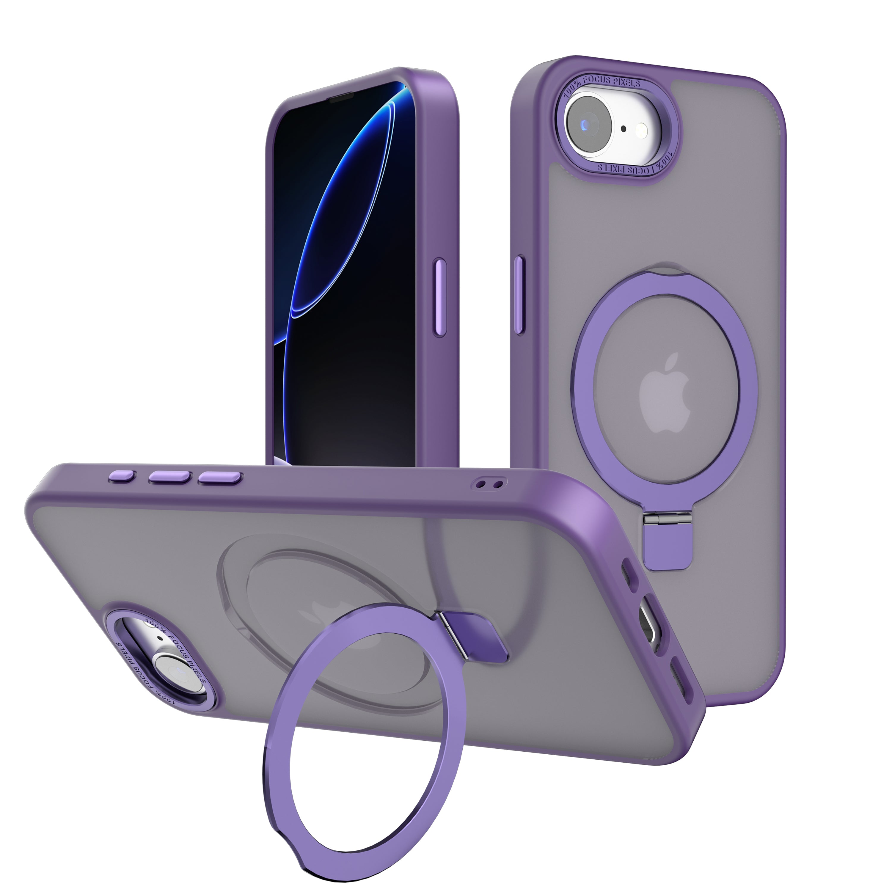 Purple Frosted Kickstand with Magnetic Compatibility for iPhone 16e