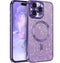 Dark Purple Glitter Soft TPU Case with Magnetic Compatibility for iPhone 14 Pro