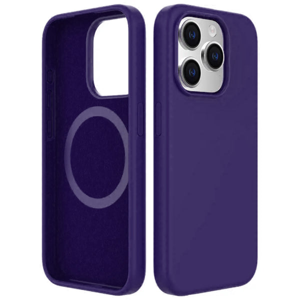 Dark Purple Soft Magnetic Silicone Case for iPhone 15 Pro