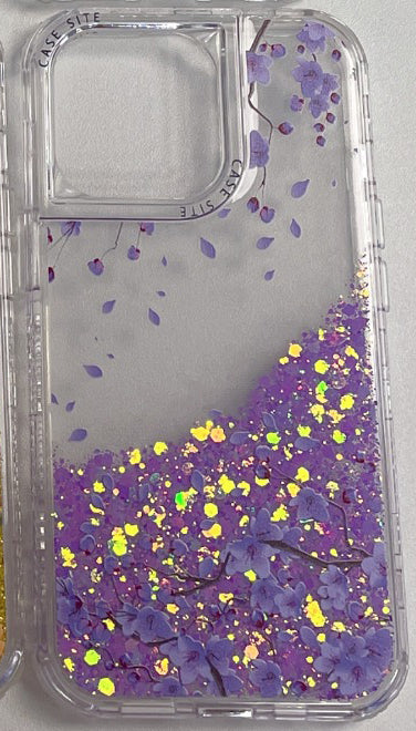 Purple Flowers Glittering Case for iPhone 12 Pro / 12 6.1