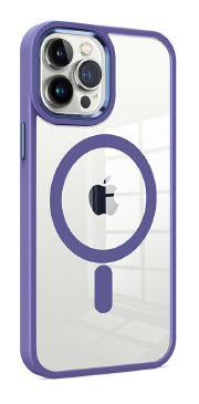 Purple Frame Clear Case with Magnetic Compatibility for iPhone 11
