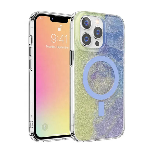 Yellow Magnetic Glitter Case for iPhone 15 Pro