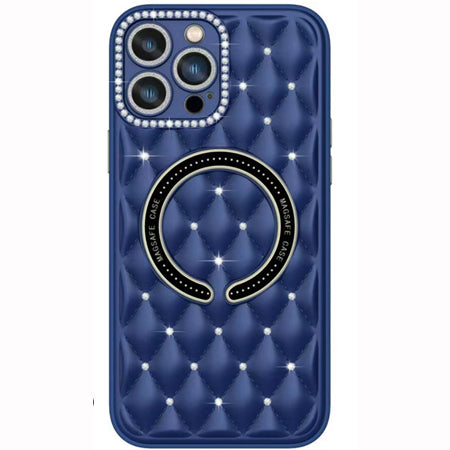 Blue Deluxe Quilted Case for iPhone 15 Pro