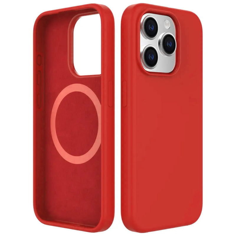 Red Soft Magnetic Silicone Case for iPhone 16 Plus