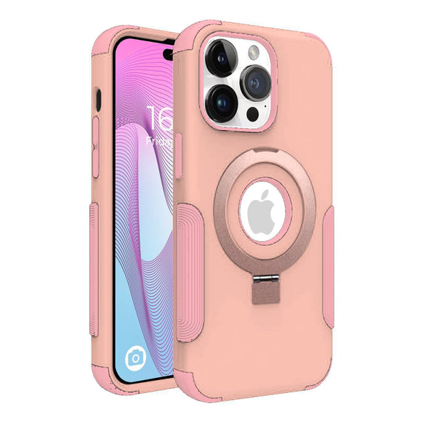 Rose Roughed Case with Kickstand and Magnetic Compatibility for iPhone 15 Plus 6.7 / 14 Plus 6.7