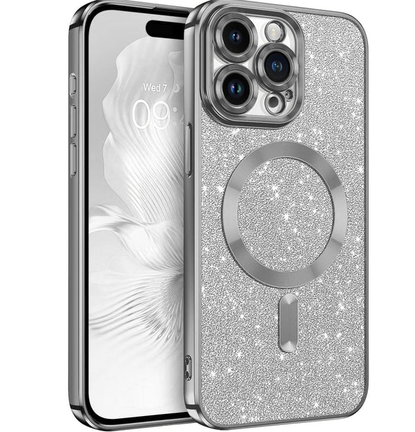 Silver Glitter Soft TPU Case with Magnetic Compatibility for iPhone 11