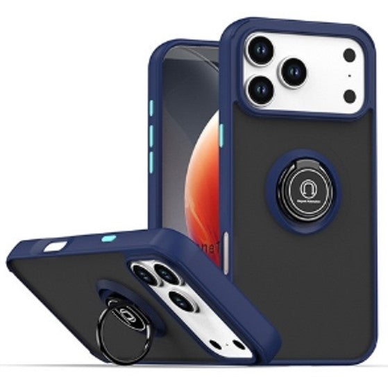 Dark Blue TPU Frame Case with Ring for iPhone 17 6.1