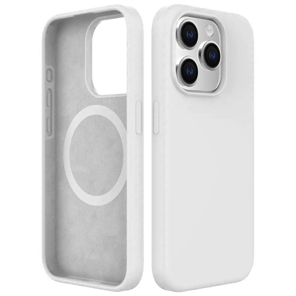 White Soft Magnetic Silicone Case for iPhone 12 Pro Max