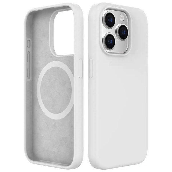 White Soft Magnetic Silicone Case for iPhone 15 6.1