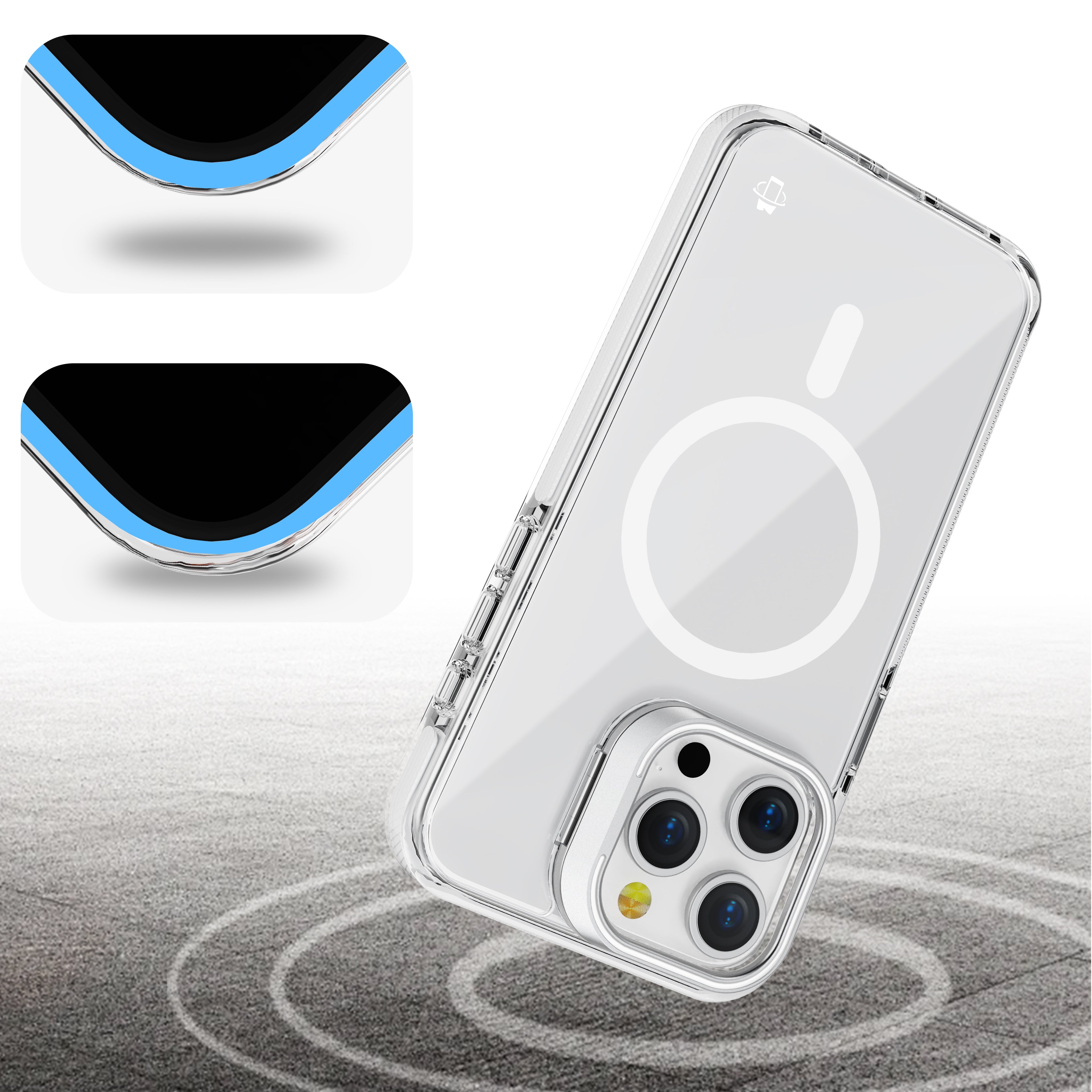 White Camera Kickstand Case with Magnetic Compatibility for iPhone 13 Pro