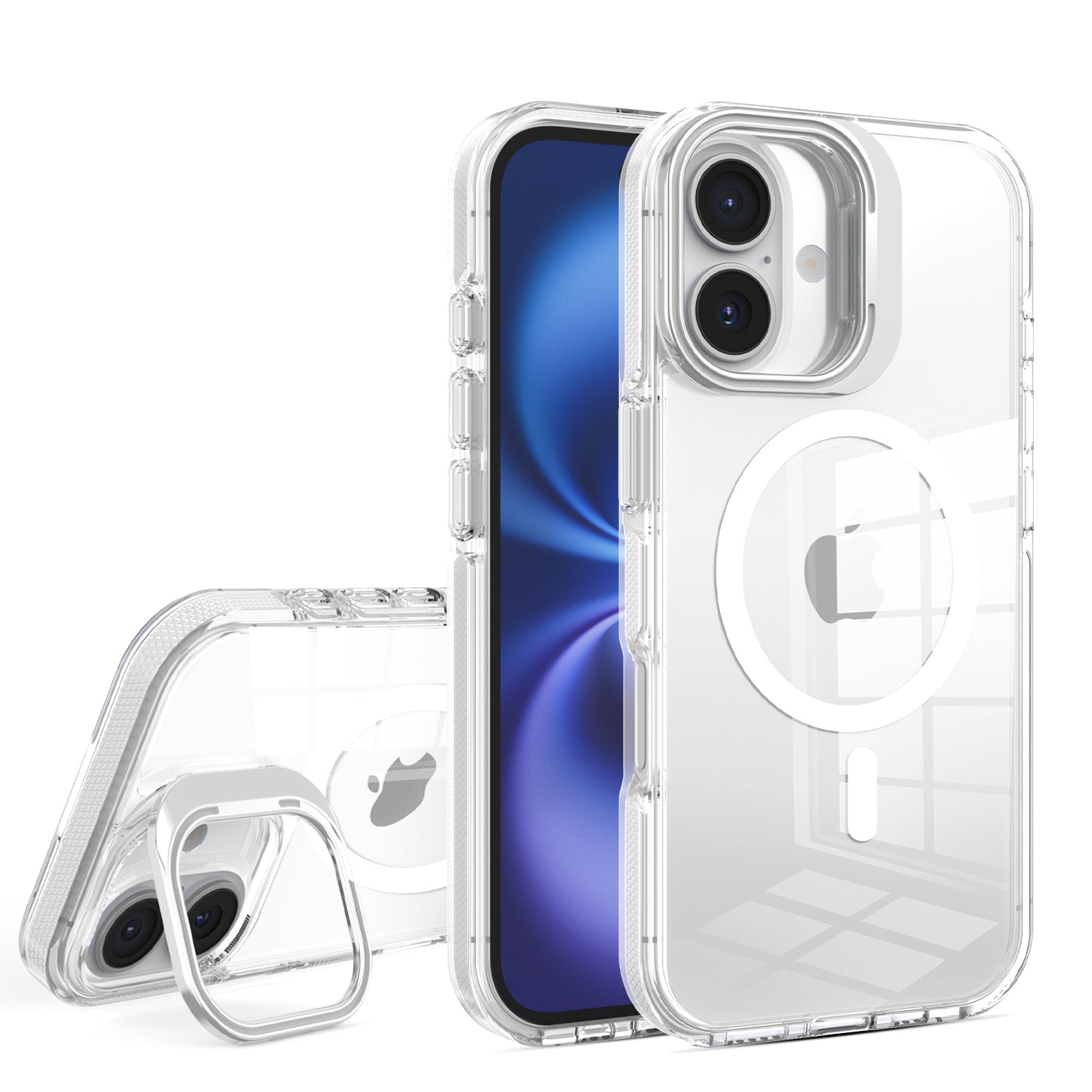 White Camera Kickstand Magnetic Case for iPhone 17 6.1