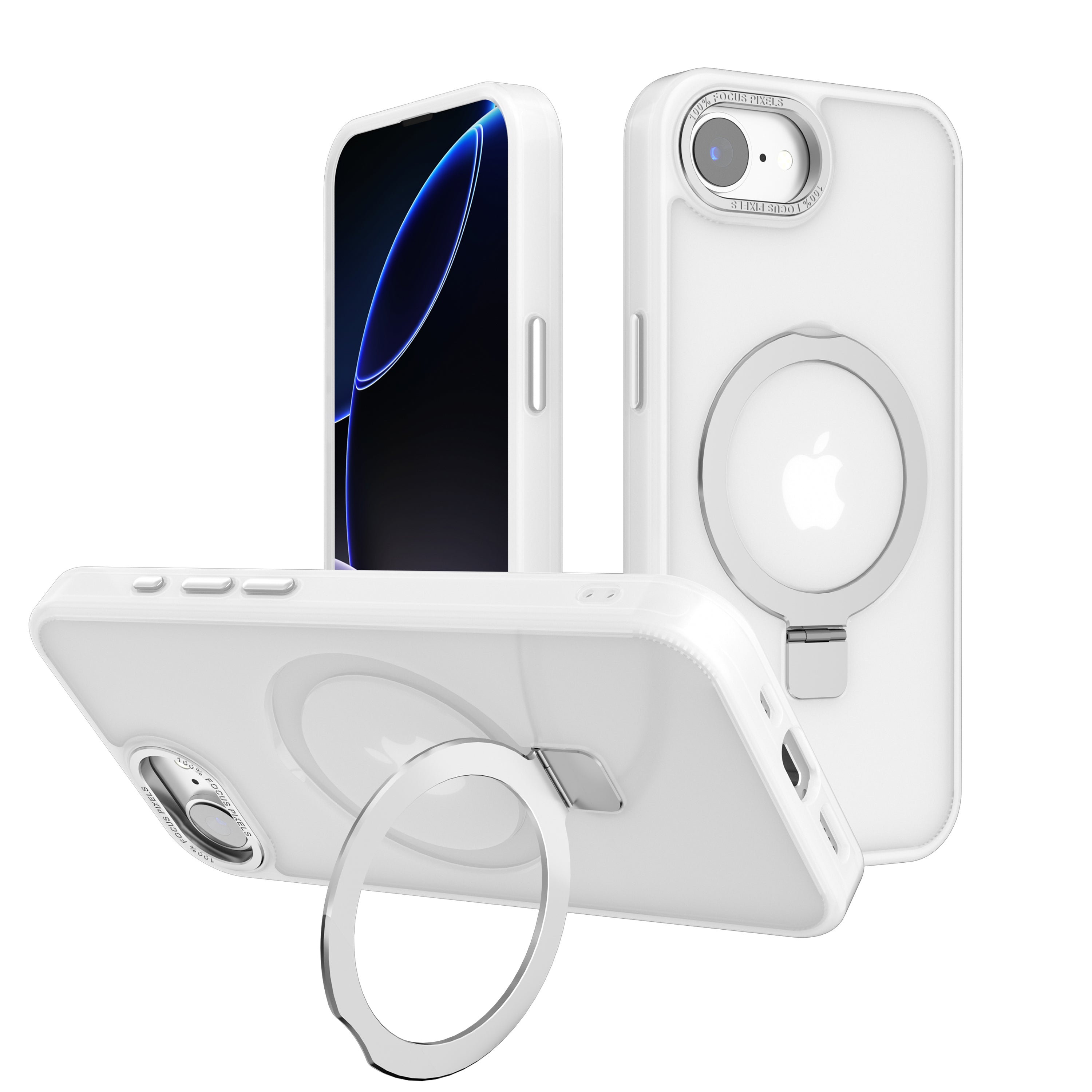 White Frosted Frame Kickstand with Magnetic Compatibility for iPhone 16e