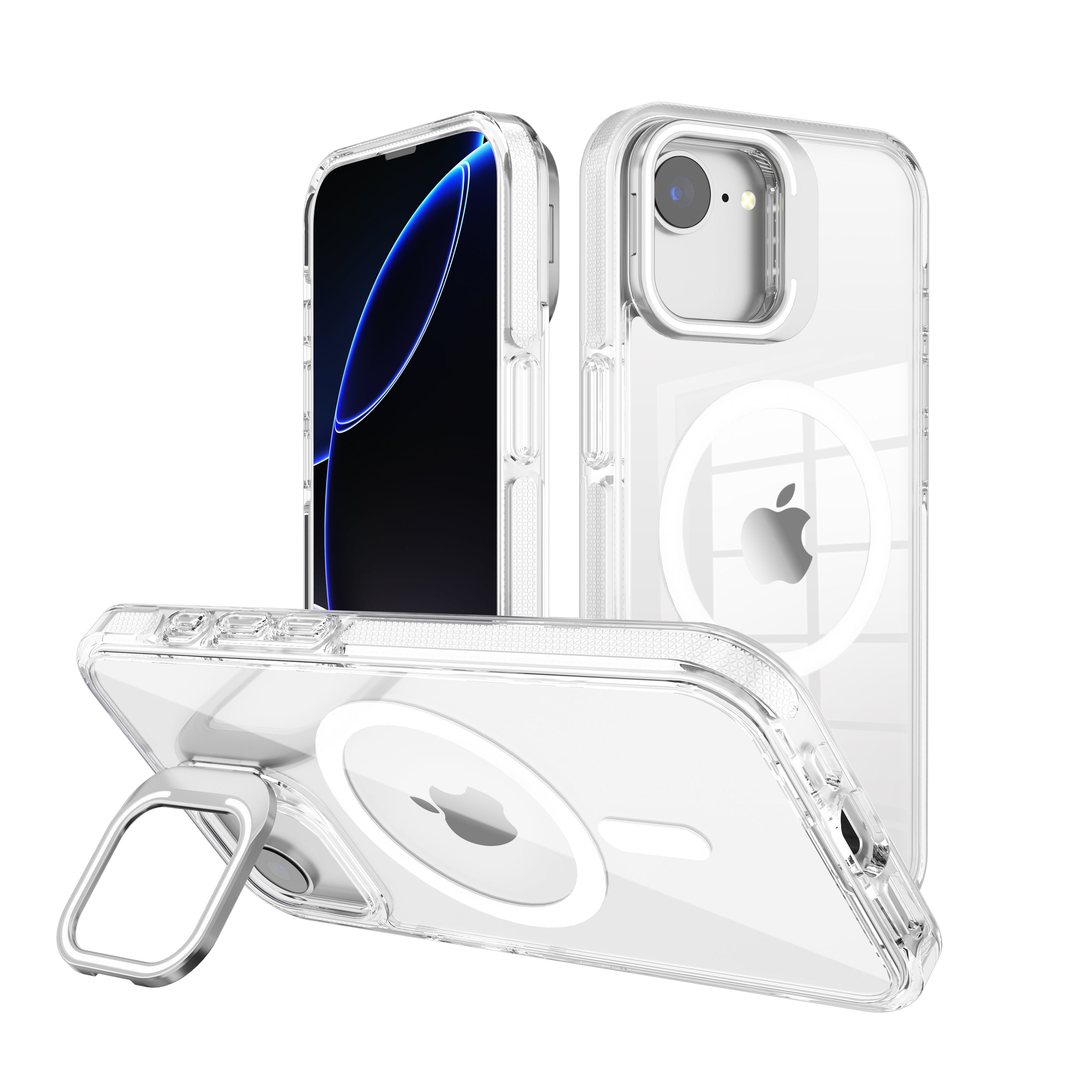 White Camera Kickstand Magnetic Case for iPhone 16e