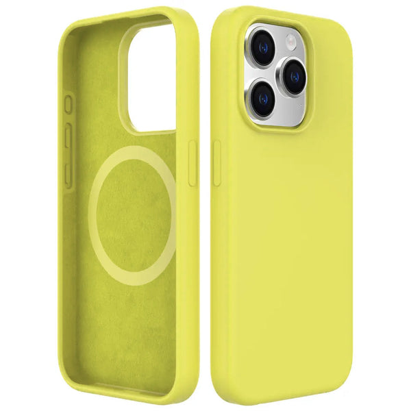 Yellow Soft Magnetic Silicone Case for iPhone 16 Plus