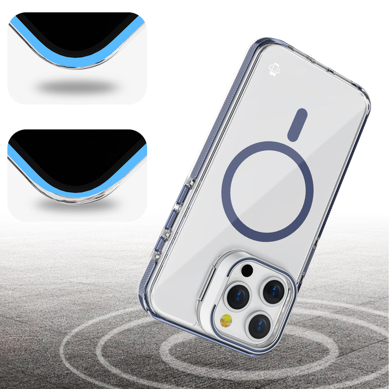 Blue Camera Kickstand Case with Magnetic Compatibility for iPhone 16 Pro