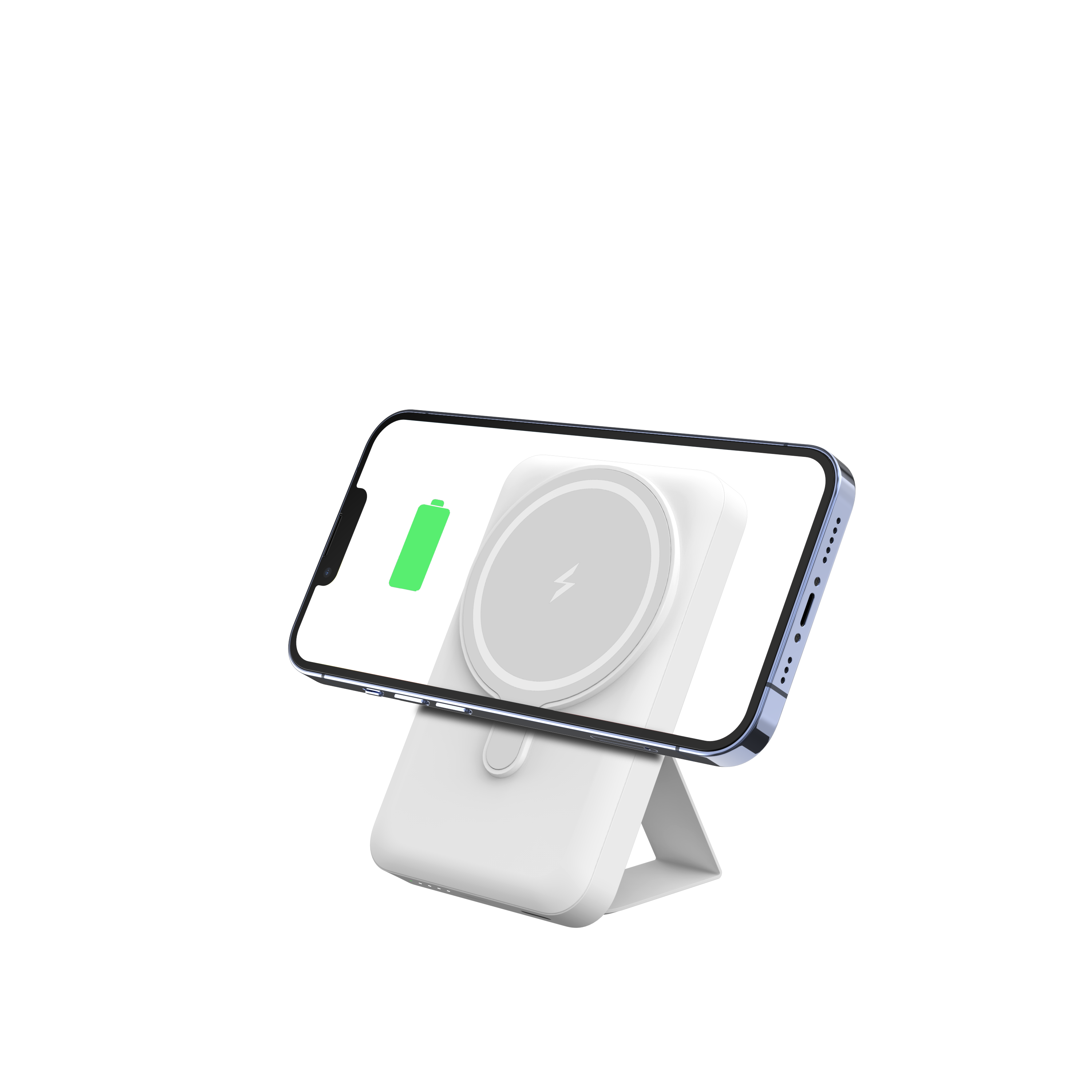 POWER X PACK Magnetic Wireless 5.000mAh White Power Bank with Kickstand