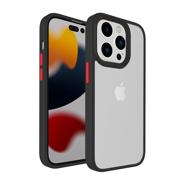 Black TPU Frame with Camera Bumper - Black Button Soft Texture for iPhone 14 Pro Max