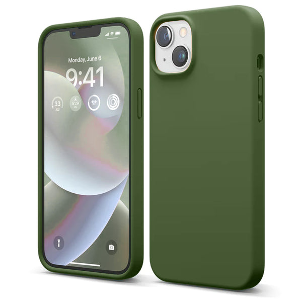Dark Green Soft Silicone Case for iPhone 15 Plus 6.7 / 14 Plus 6.7