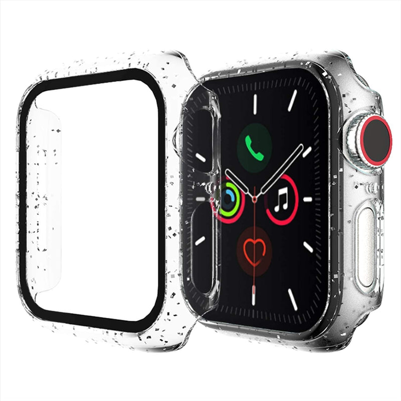 40mm Clear Glitter hard case for iWatch with tempered glass built in