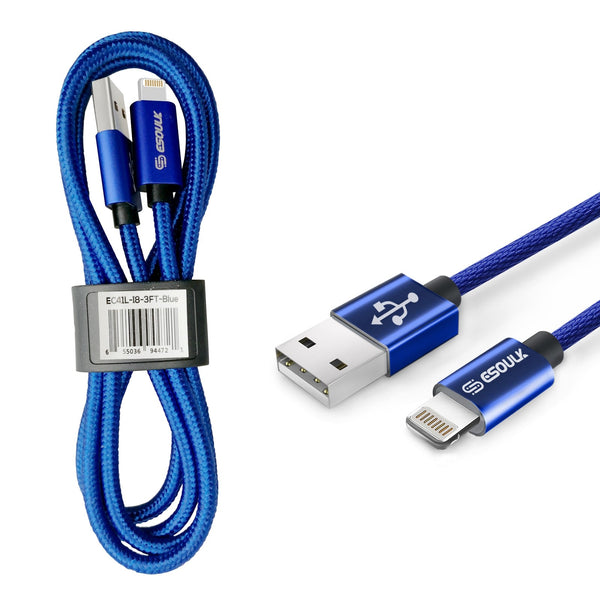Blue Esoulk 3.3ft/1m Nylon Braided USB Cable For IPhone