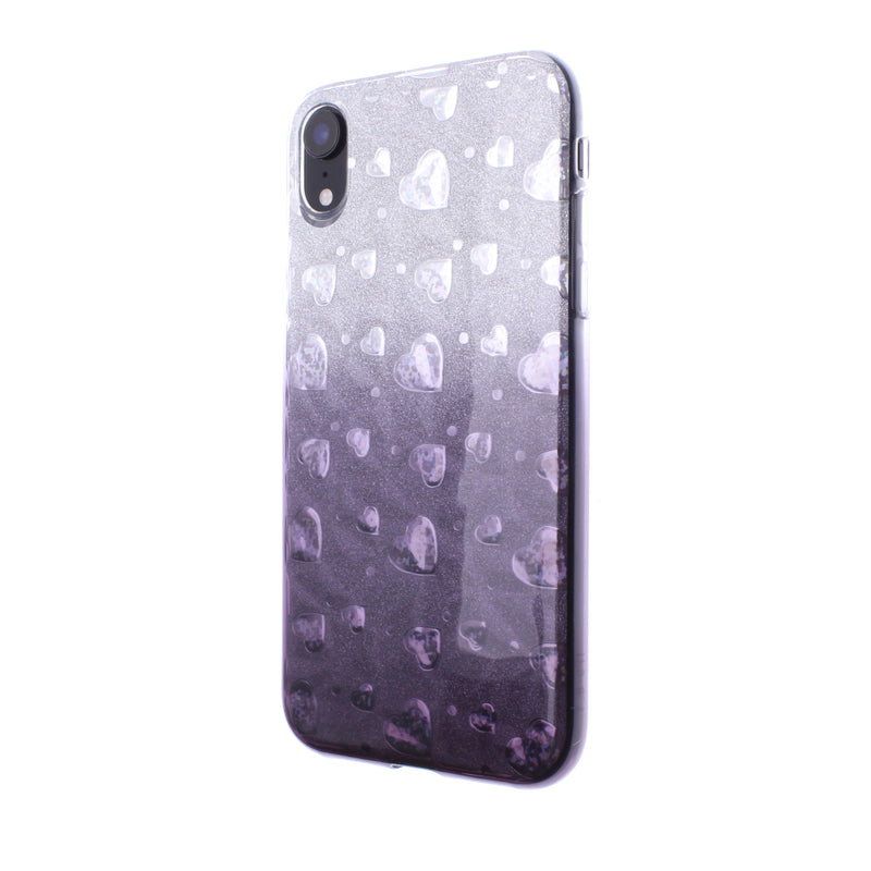 iPhone XR Glitter TPU Two Tone with Hearts Ocean Grey