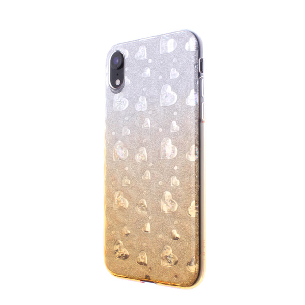 iPhone XR Glitter TPU Two Tone with Hearts Gold