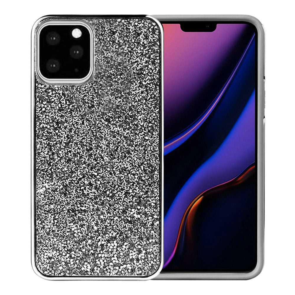 Black iPhone XS Deluxe Glitter Diamonds Electroplated PC TPU Hybrid