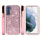 Pink S22 Ultra Deluxe Glitter Diamonds Electroplated PC TPU Hybrid