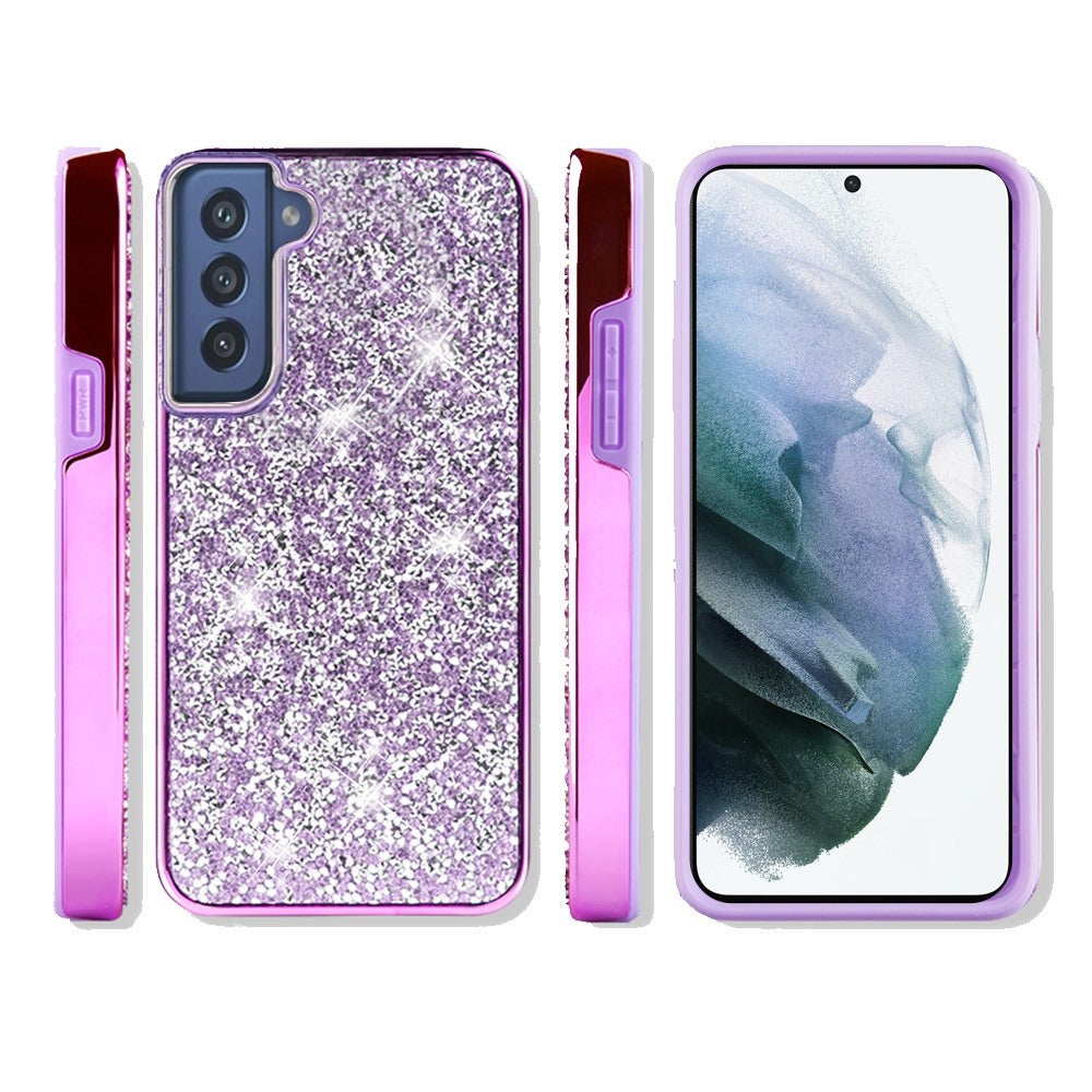 Purple s21 Deluxe Glitter Diamonds Electroplated PC TPU Hybrid