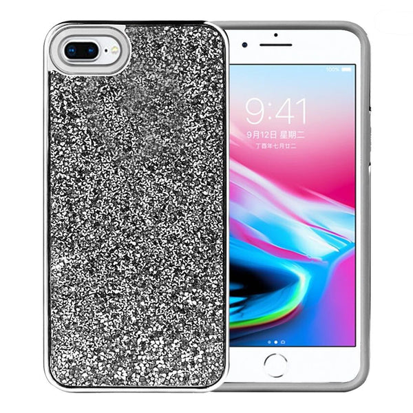 Black iPhone 7/8 Plus Deluxe Glitter Diamonds Electroplated PC TPU Hybrid