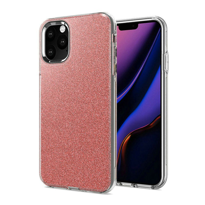 Rose Gold iPhone 11 PRO Premium Shiny Glitter Hybrid Outer Transparent Clear PC and TPU Inside