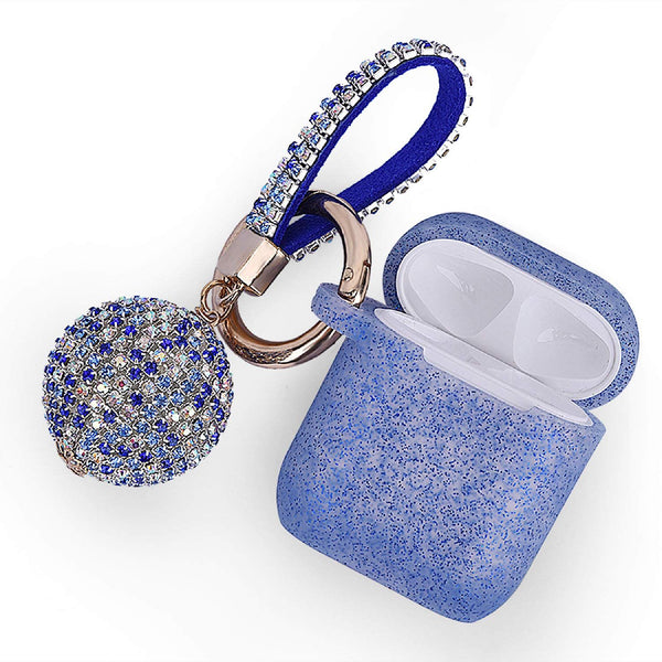 Blue GLITTER AirPods Case with Glitter Keychain Ball