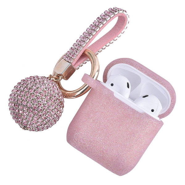 Rose Gold GLITTER AirPods Case with Glitter Keychain Ball