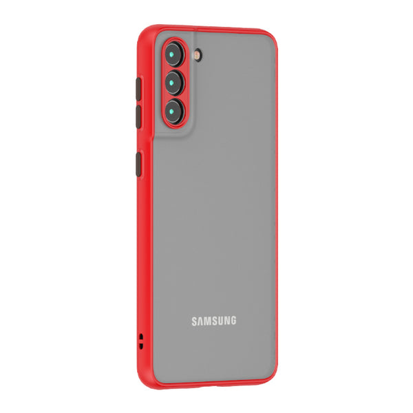 Red TPU Frame Black Button Soft Texture Galaxy S22 Ultra
