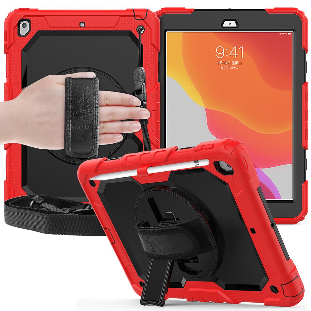 Red Heavy Duty Case with Rotative Stand for iPad Air 11" 2024 / Air 4 / iPad Pro 11" (2022-2018)